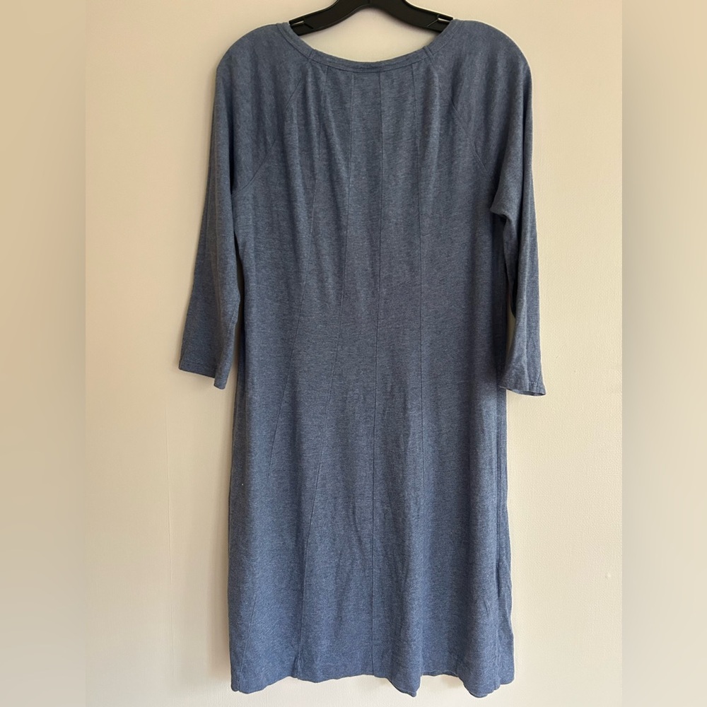 J. JILL Dusty Blue Raglan 3/4 Sleeve Scoop Neck Dress Comfort Travel Classic | M - Picture 9 of 12